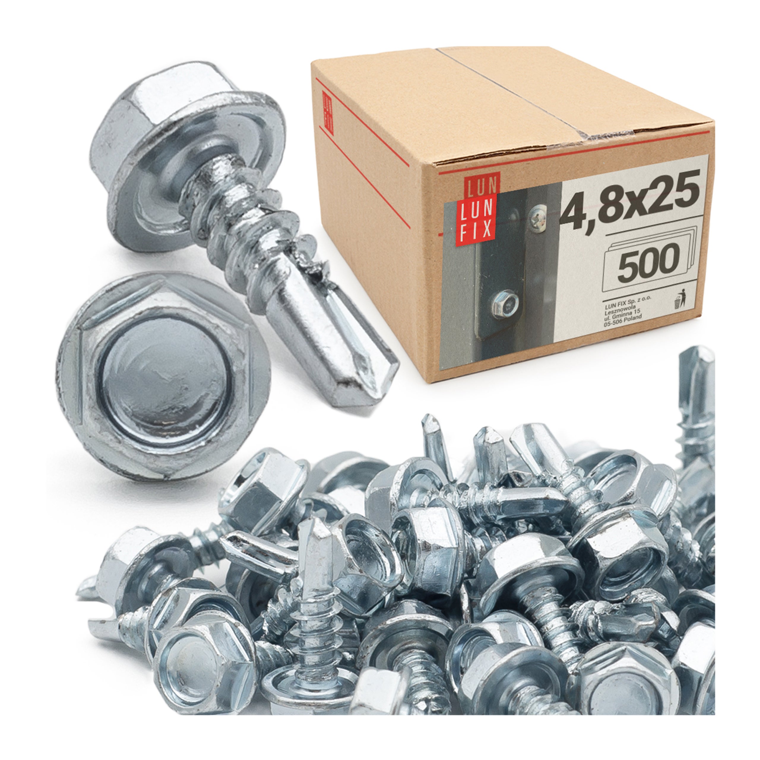 Wkręty do metalu samowiercące z łbem na klucz 4,8x25mm 500szt.