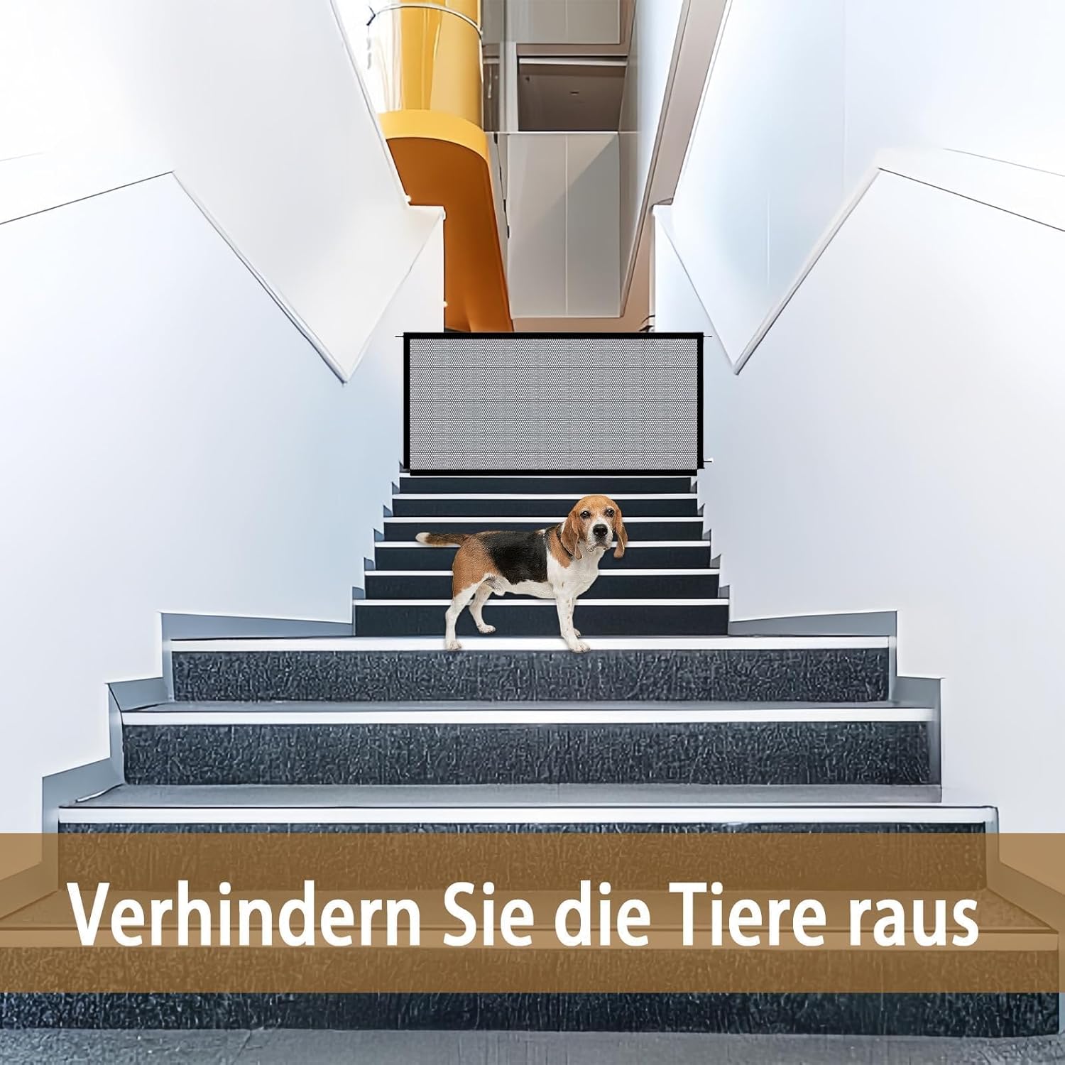 1 puerta de seguridad extensible y portátil para mascotas, para viajes, escaleras, perros, escaleras, 100 x 72 cm - 3