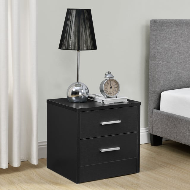 Set Di 2 Comodini Moderni In Nero Con Cassetto - Tavolino Piccolo LNT504B - Per Camera Da Letto - 5