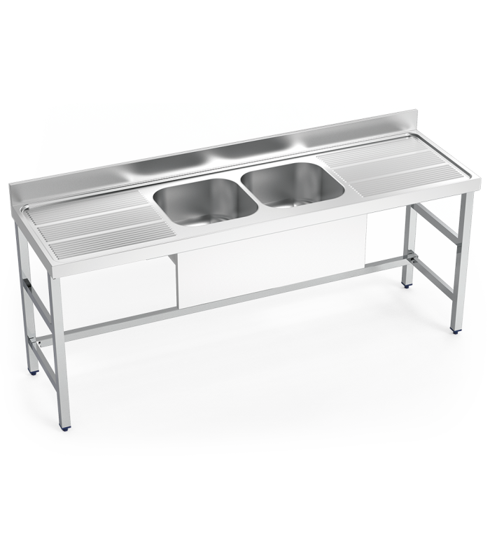 Fregadero doble con soporte sin entrepaño (con escurridor)