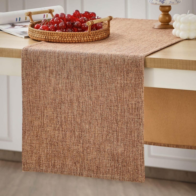 Runner Boho Tavolo in Linol e Macramè, 30x274cm, Perfecto per Matrimoni, Feste e Casa - Medesimo Design Moderno