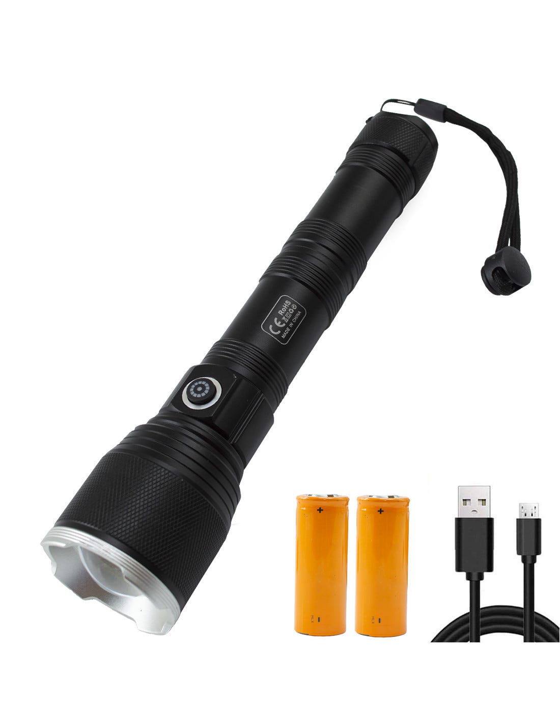 2x Torcia LED Tattica 2000 Lumen – Zoom, Impermeabile IP65, Batterie AAA Incluse – Pacco Da 2