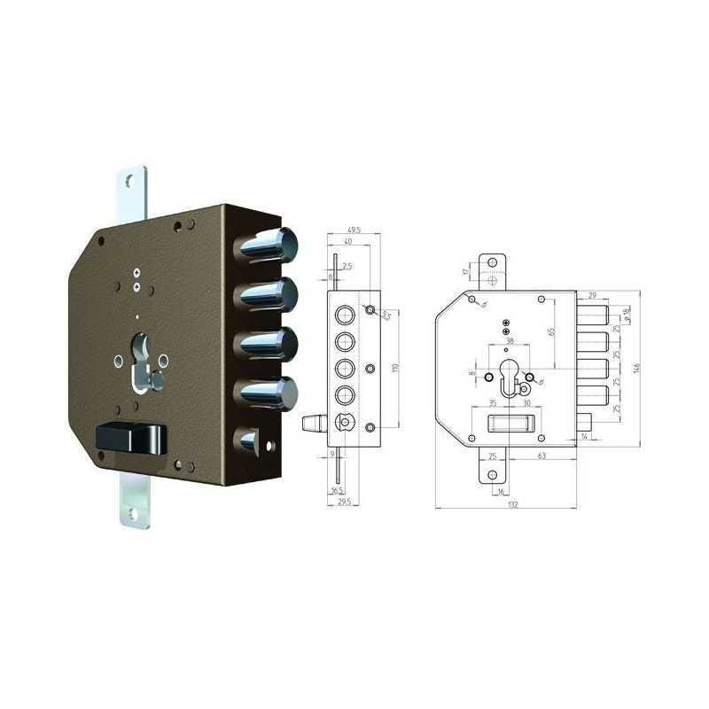 Serratura Da Applicazione CR 2250 - Doppia Mappa, Scrocco, Entrata Sinistra 60mm - Foto 10