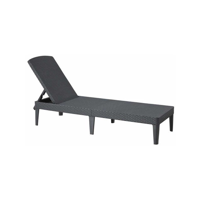 Transat inclinable 4 positions KETER Transat effet rotin anthracite Bain de soleil Haute resistance Jardin Terrasse
