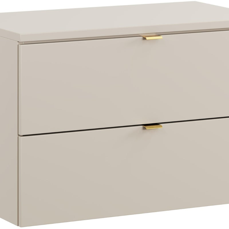 Kaszmirowa szafka łazienkowa pod umywalkę z blatem DALIA 80 cm wisząca 2 szuflady MDF