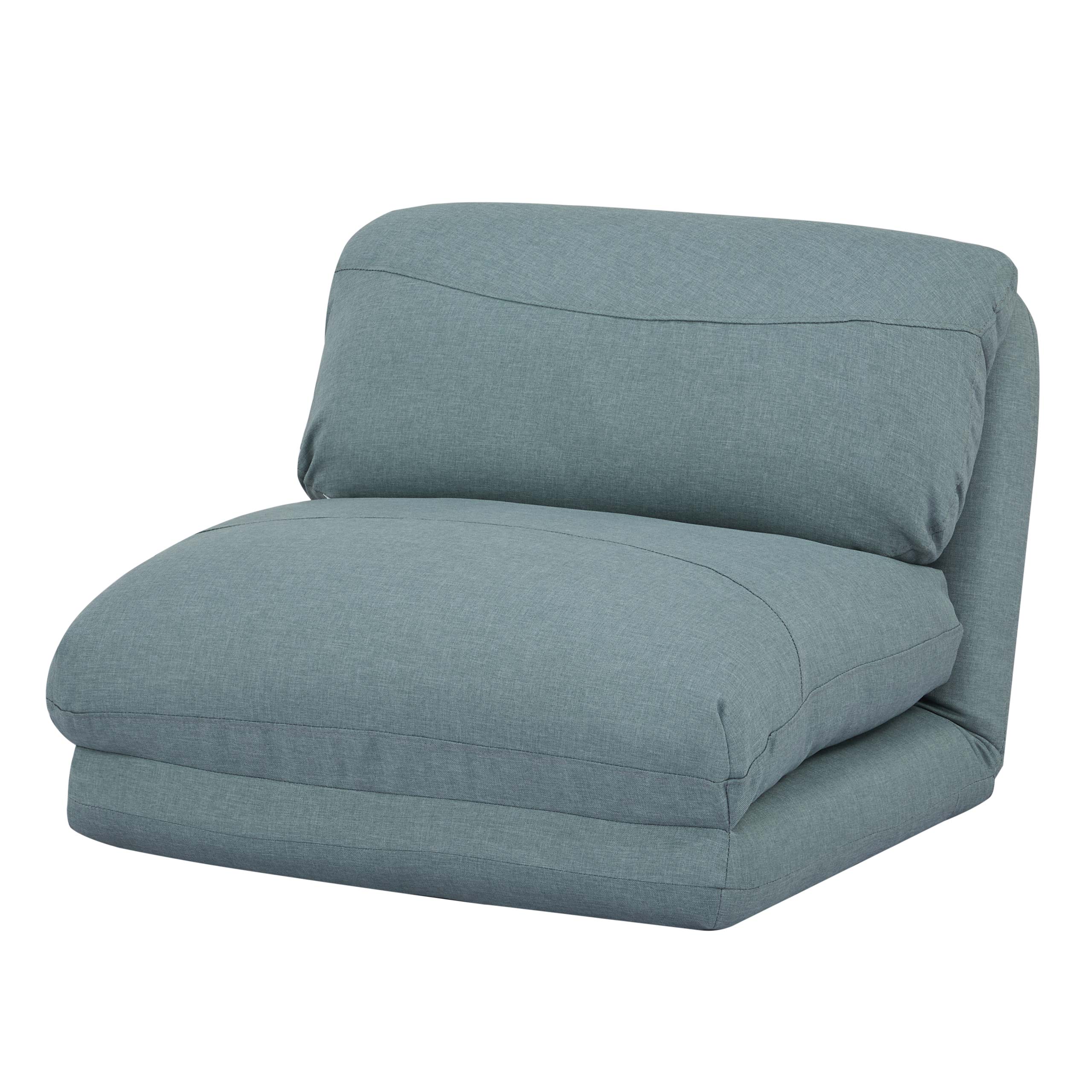 Poltrona letto pouf relax morbido imbottito HWC-E68 trasformabile tessuto grigio blu | Leroy Merlin
