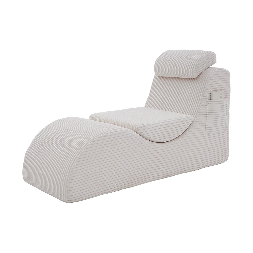 Fauteuil moderne design unique ergonomique mousse élastique pour confort quotidien coussin assise amovible poche latérale Beige - 2