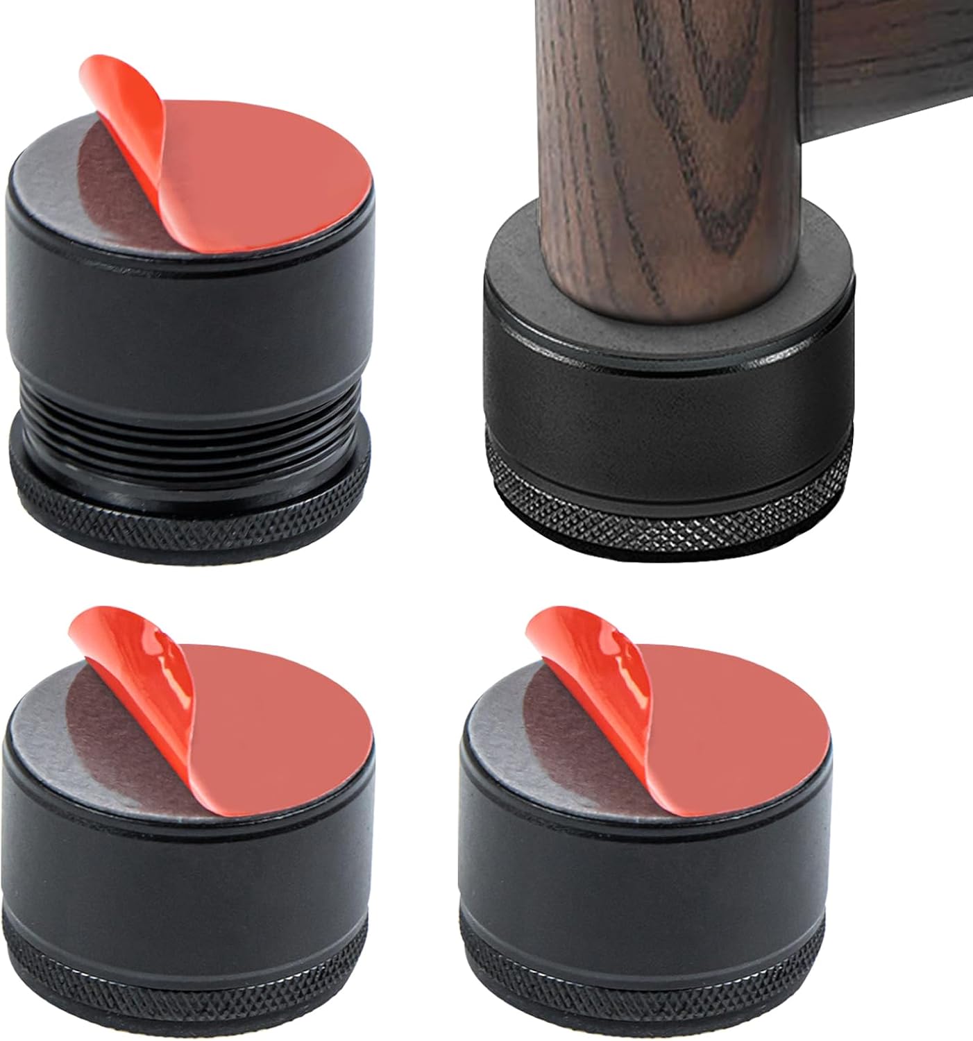 Picioare reglabile pentru mobilă 2,7-4,0 cm, set de 4, adeziv metalic negru. Pentru canapele, paturi, dulapuri 4buc