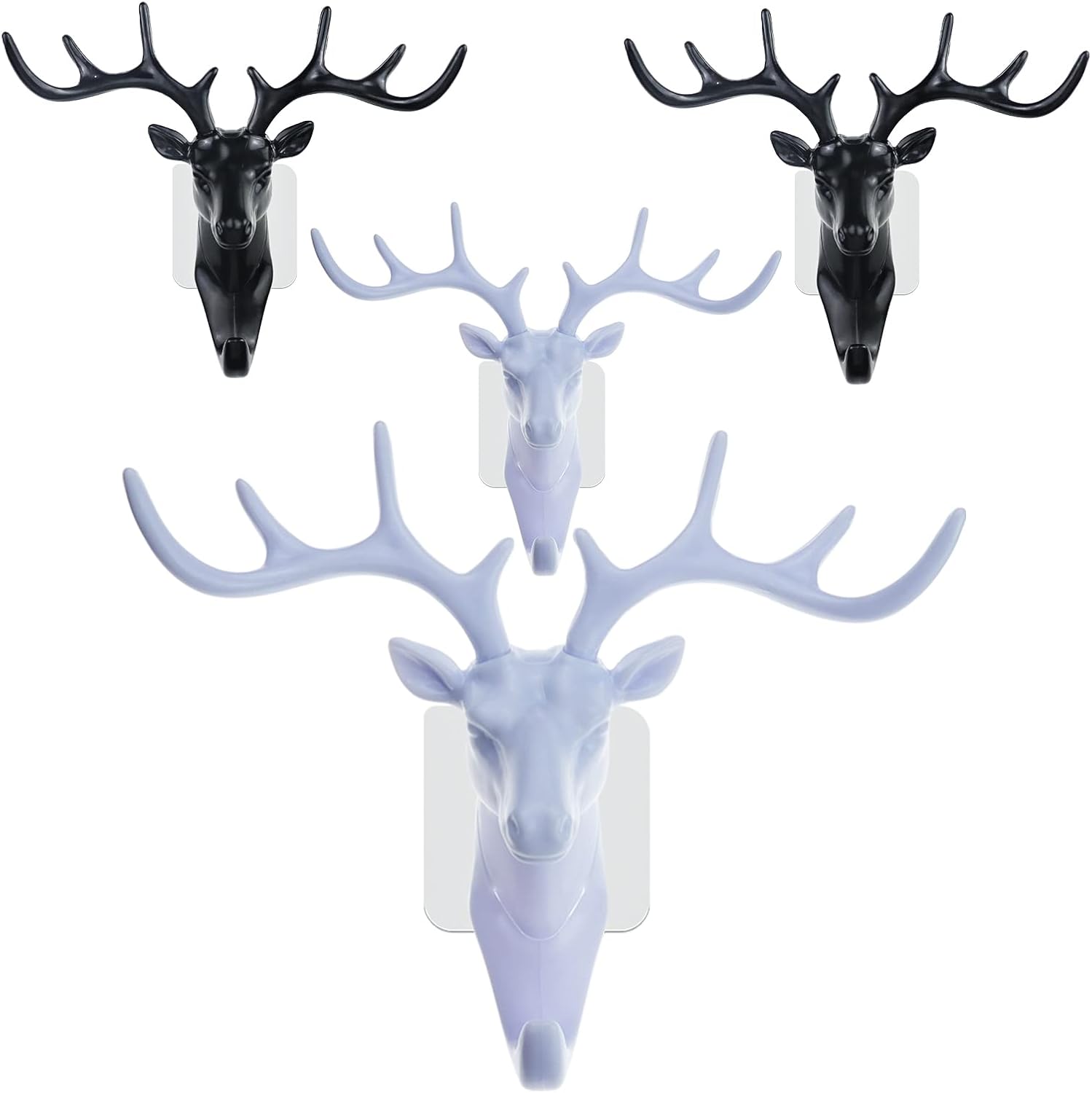 Zestaw 4 haczyków w kształcie głowy jelenia, bardzo mocne samoprzylepne haczyki z przyssawką do kuchni, sypialni, łazienek (2 kolory)