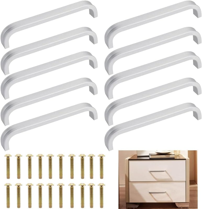 10 uniwersalnych uchwytów kuchennych ze stali/aluminium - zawiera 20 śrub