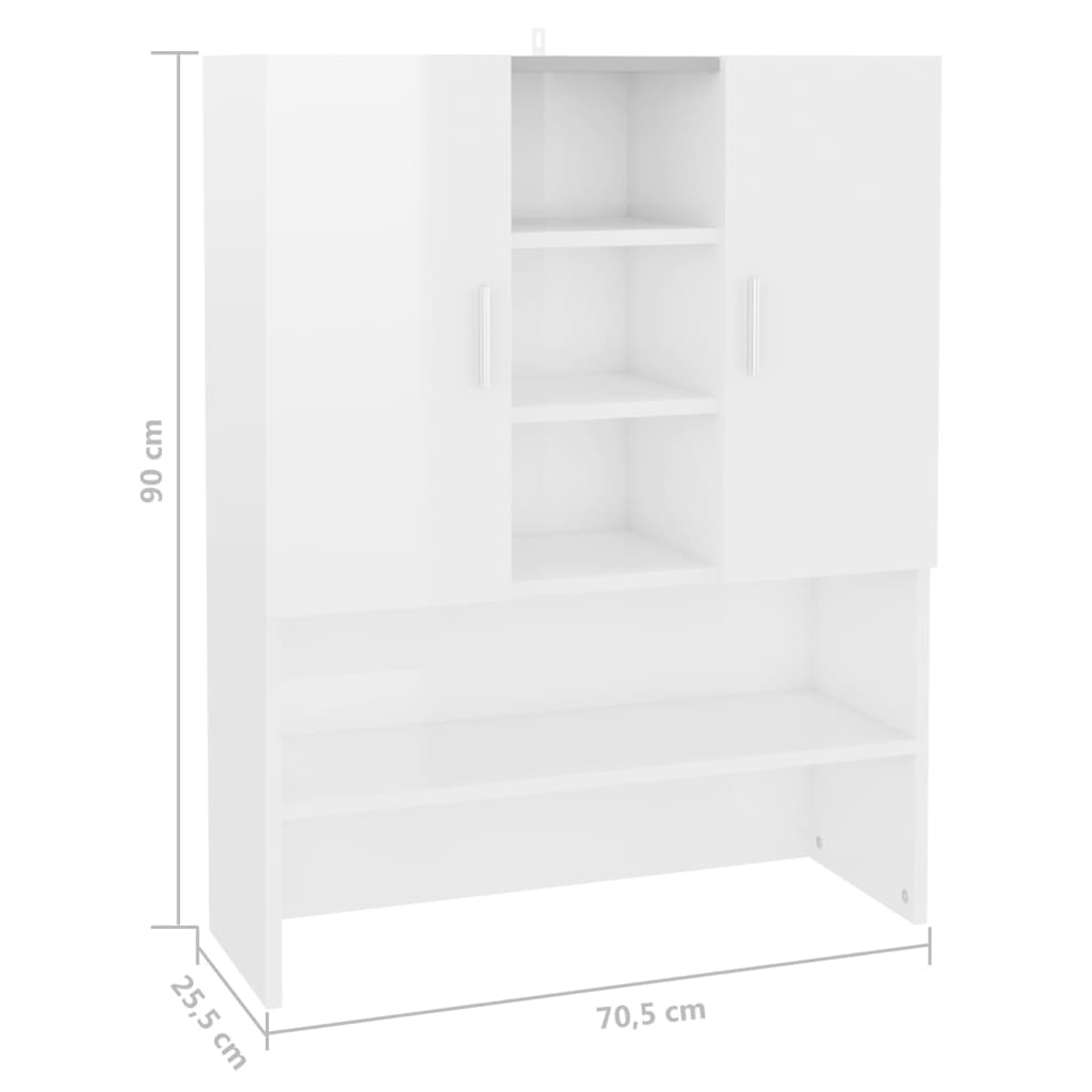 Armario de lavadora blanco brillante 70,5x25,5x90 cm vidaXL - 3