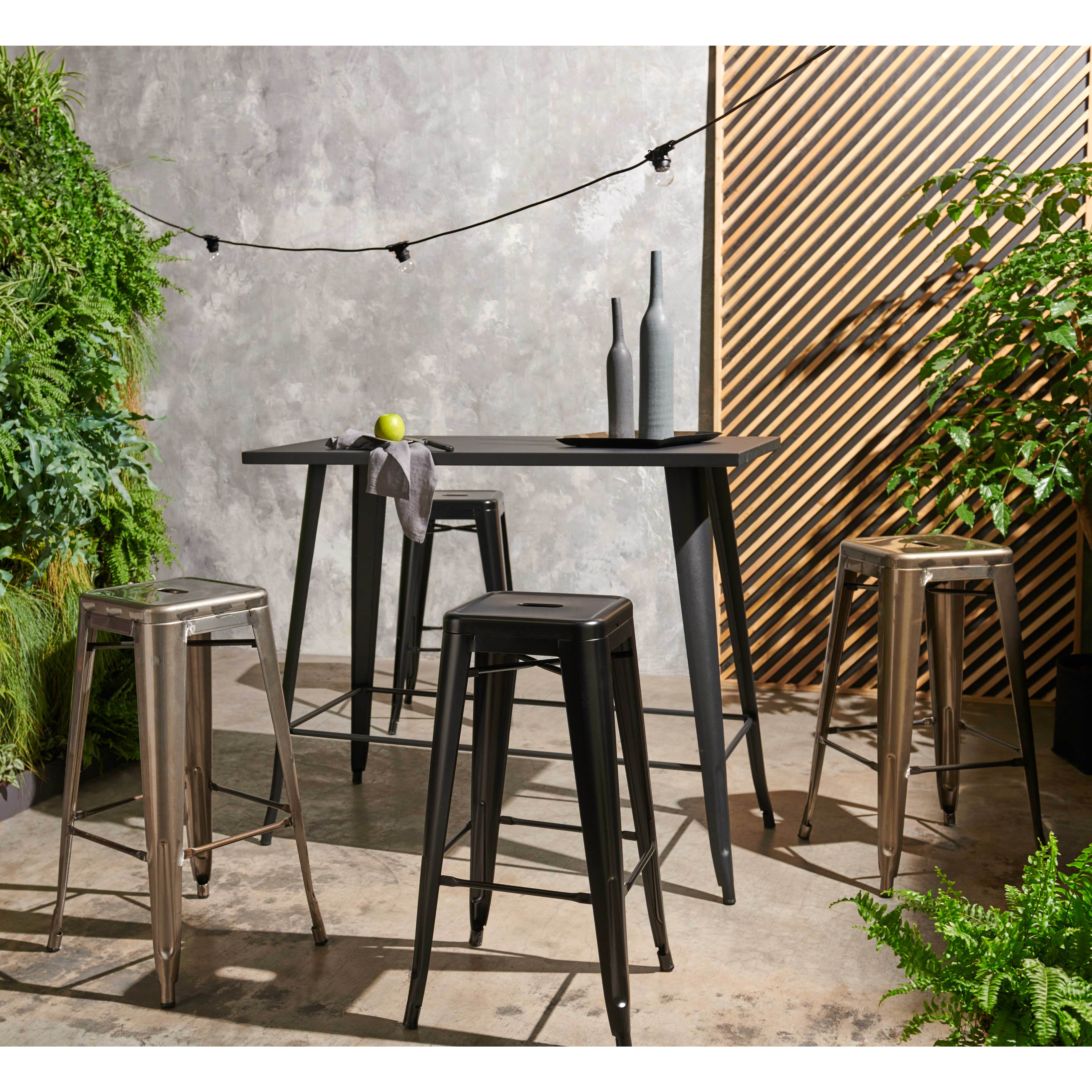 Lot de 4 tabourets de bar en acier noir mat - 2