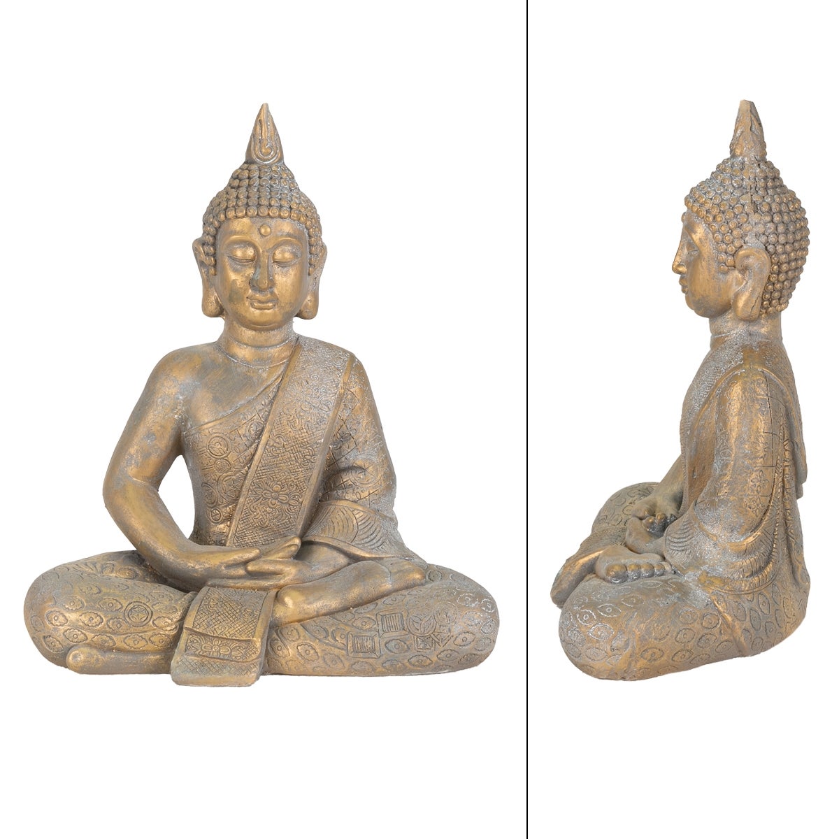 Statue Bouddha Jardin Décoration Intérieur Extérieur Feng Shui En Pierre 48 Cm - 2