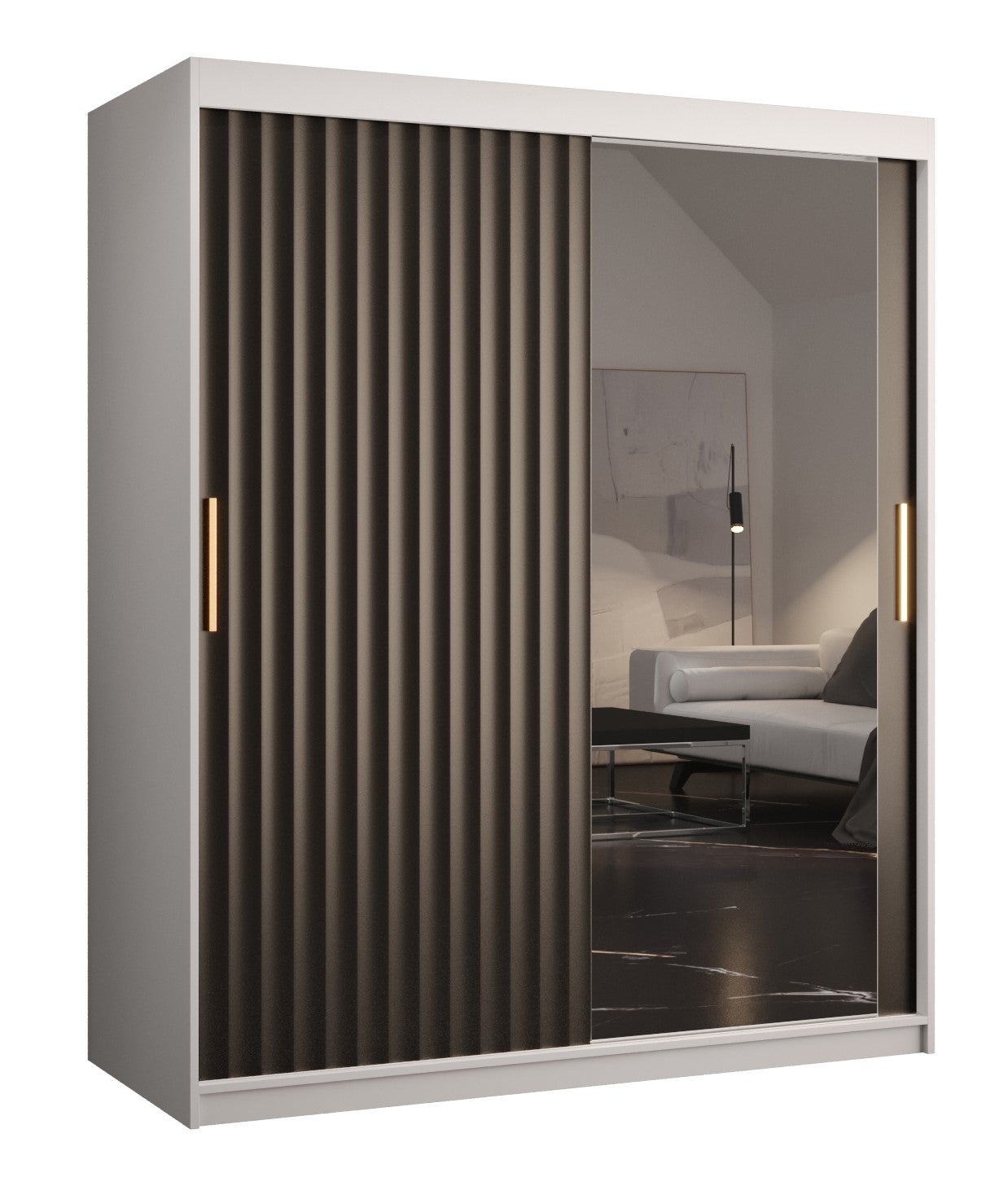 Szafa przesuwna garderoba RIFLO WAVE 2 150 x 62 x 200 cm Biały + Czarny - Abiks Meble