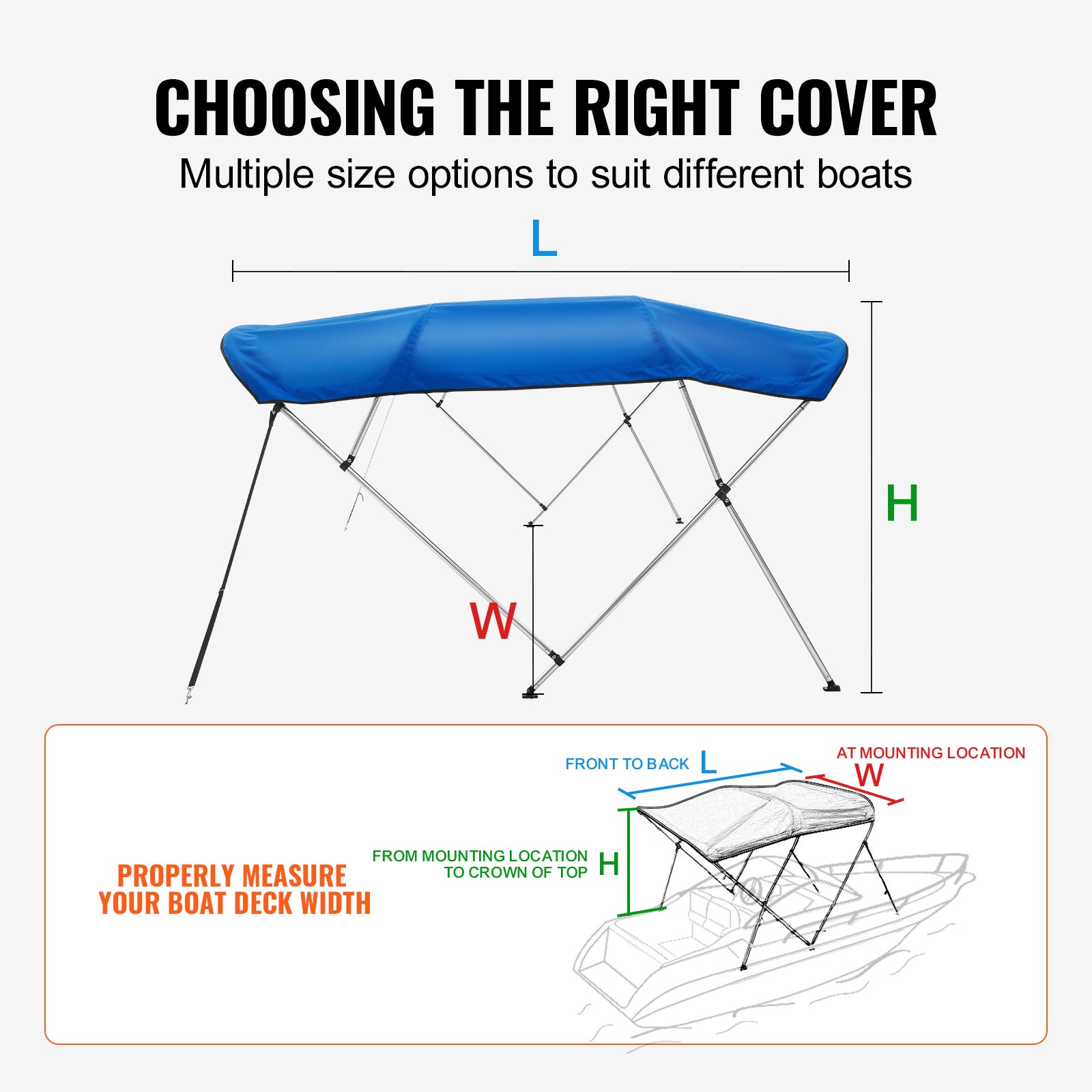Bimini Bateau 4 Arceaux - Toile Polyester 600D Imperméable - 243 Cm - Anti-UV Et Coupe-vent - Bleu Pacifique