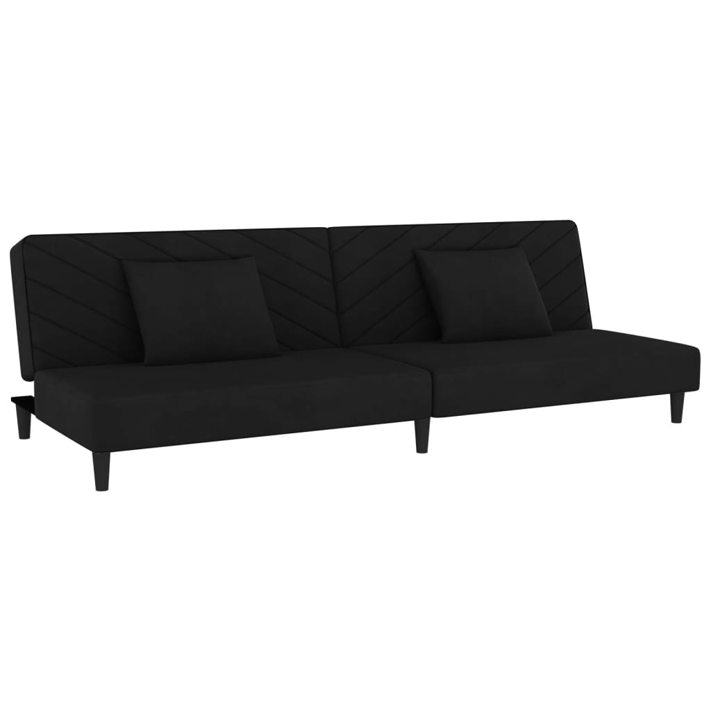Sofá cama de 2 plazas moderno | cama para adulto con dos almohadas terciopelo negro cfw19182
