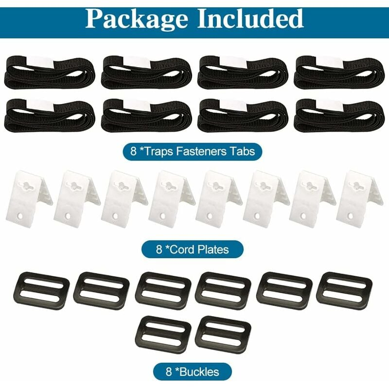Annadue Kit de Fixation de Bobine de Couverture Solaire de Piscine, 8 Pièces de Sangles de Couverture Solaire, Sangles de Fixation Tactiles, de de Piscine Creusée, de Bobine de pour