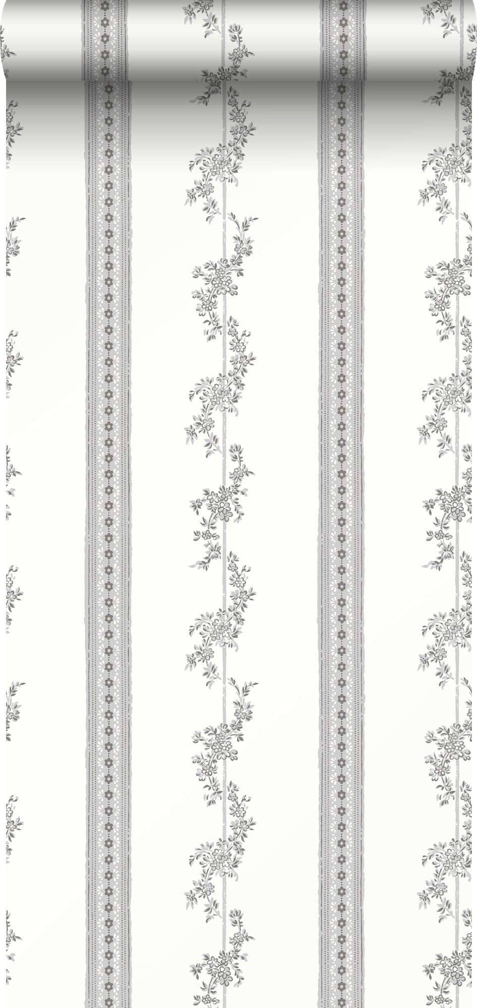 Tapeta kwiaty beżowymIszarym - 53 cm x 10.05 m - BORASTAPETER