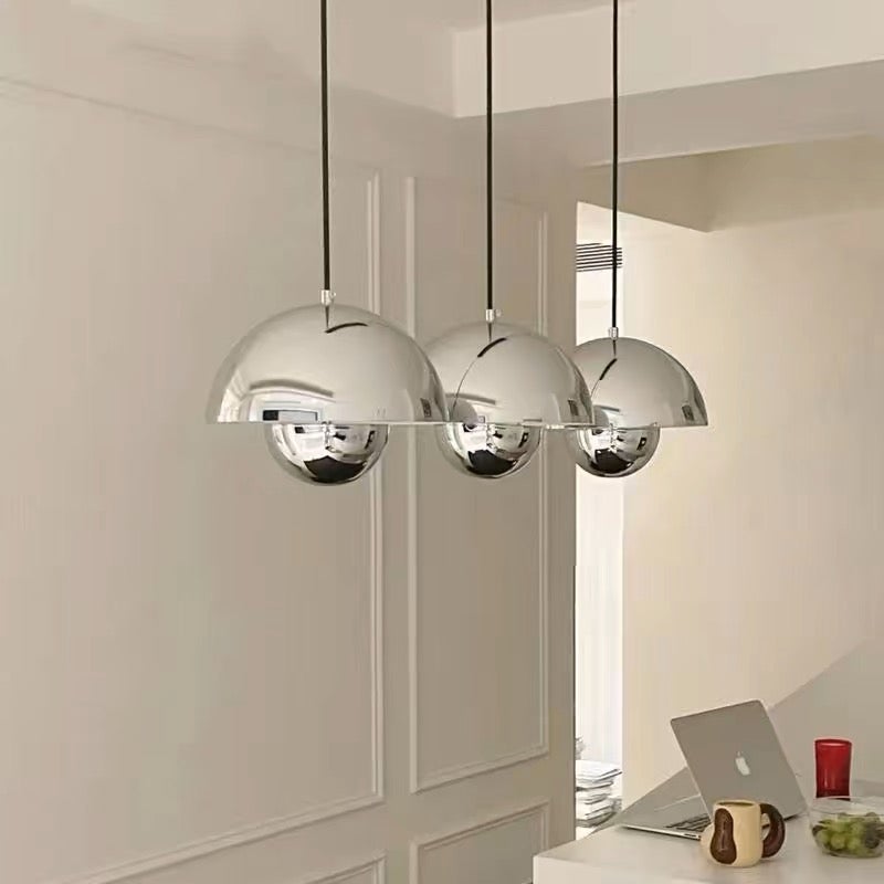 Lustre, Suspension Moderne, Plafonnier Suspendu avec Ampoule, Lampe Suspendue en Métal, Lumière Chaude, 23cm (Chrome) - 7