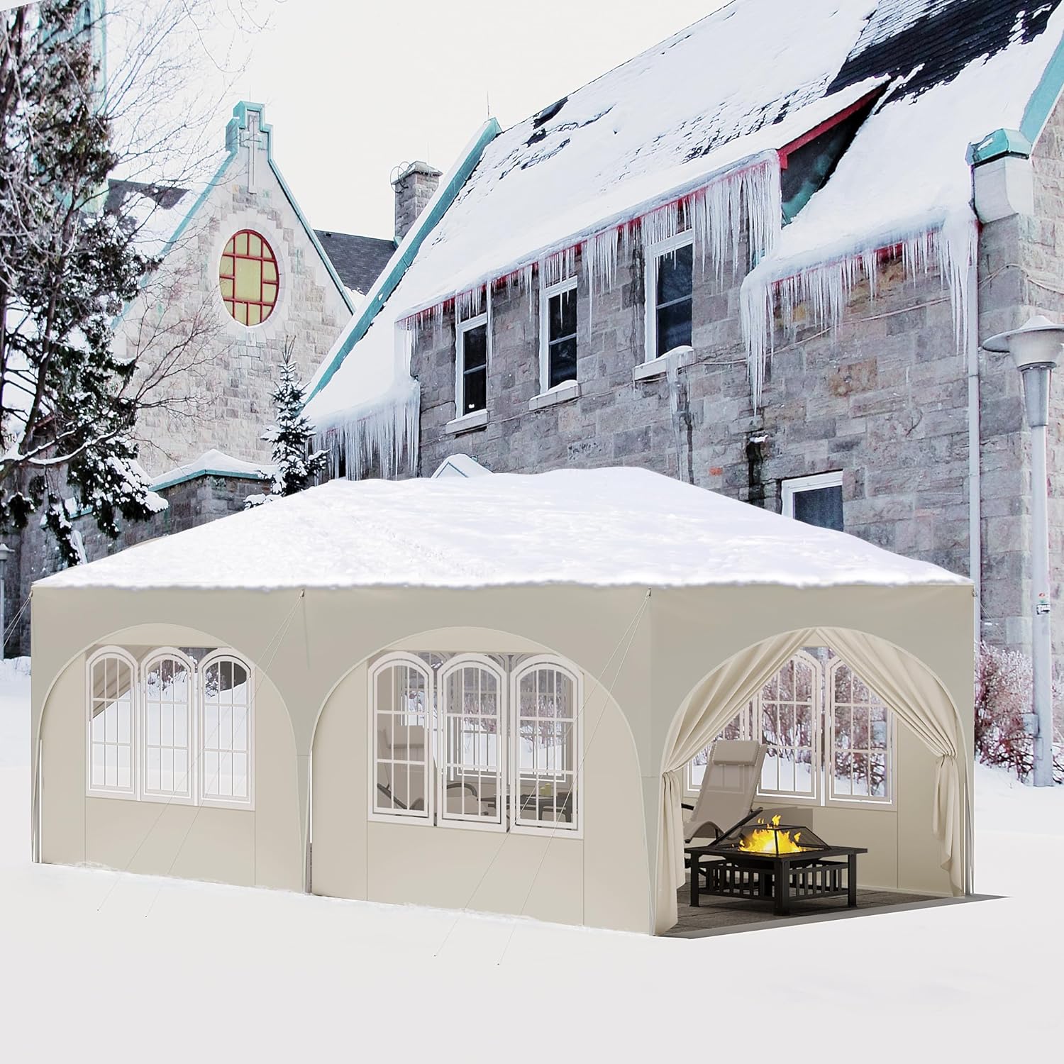 WOLTU-Gazébo Pliant avec 4 Murs Latéraux, Tente de ix3 x 3m, Imperméable, Protection UV, Recommandé, Réglable pour Jardin, Camping, Pique-Nique  15