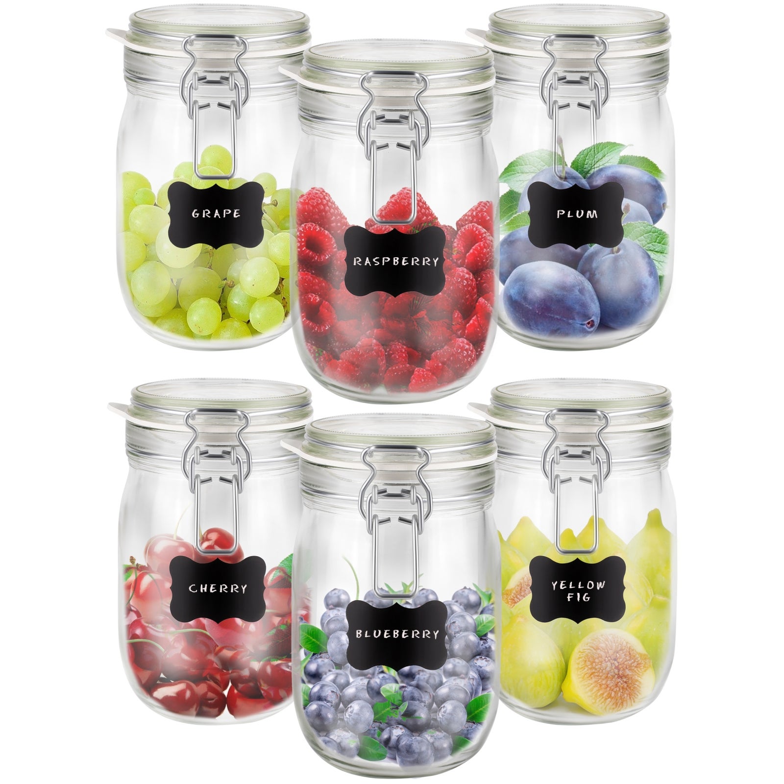 Barattoli di Vetro con Coperchio, Set da 8, Contenitori da 750 ml, Ermetici, Sale Zucchero Caffè, Trasparenti, Relaxdays | Leroy Merlin
