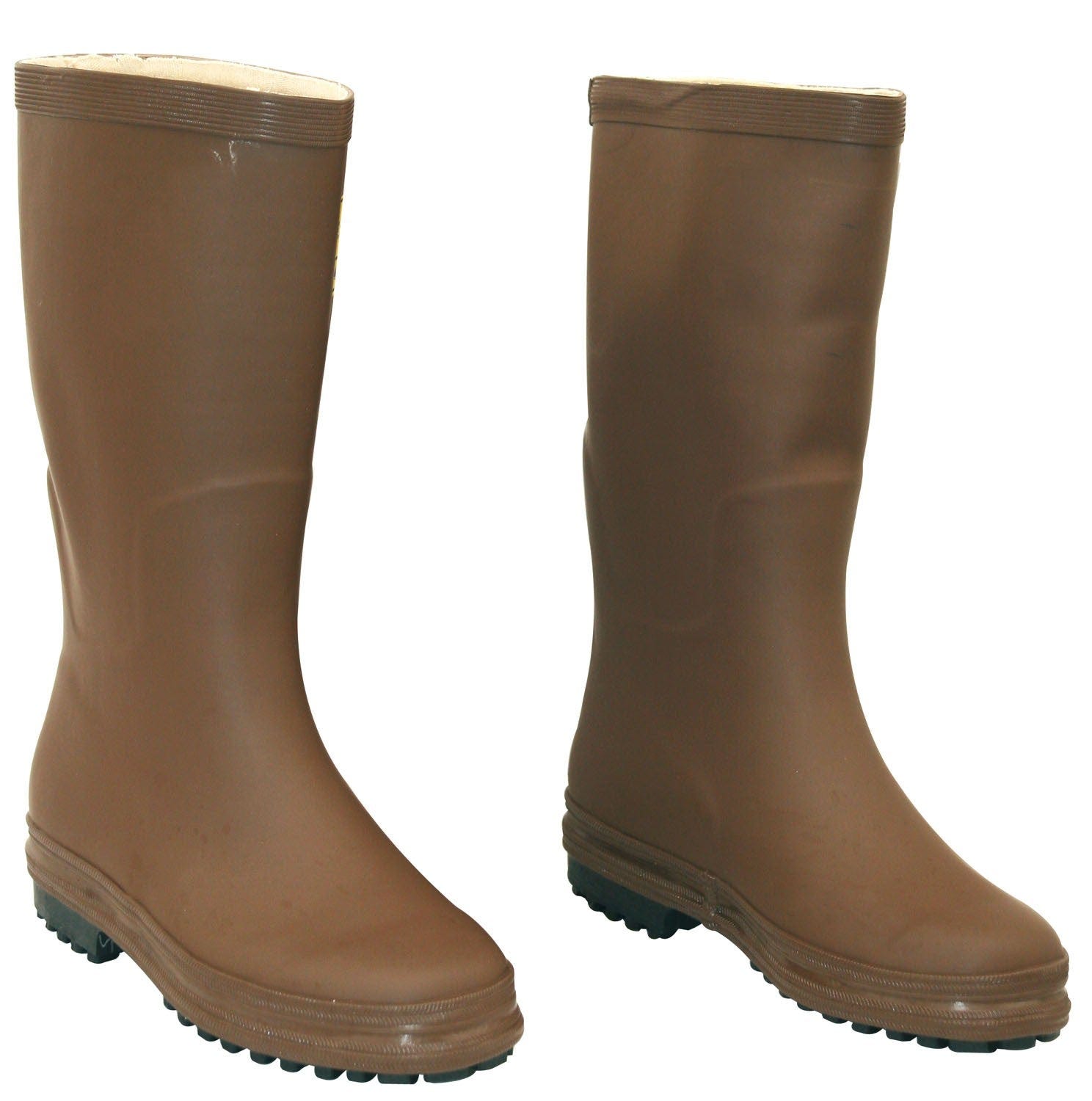 Bottes en caoutchouc marron avec semelle en caoutchouc