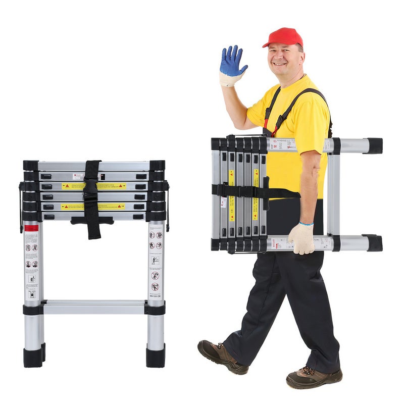 Scala Telescopica Multifunzione 3 In 1 - Alluminio 402cm Portata 150kg - Pieghevole E Regolabile - Foto 7