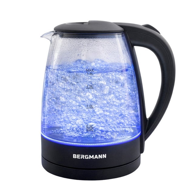 Czajnik elektryczny szklany BERGMANN ZH001 1,8L 2200W Podstawa czarna Podświetlenie LED