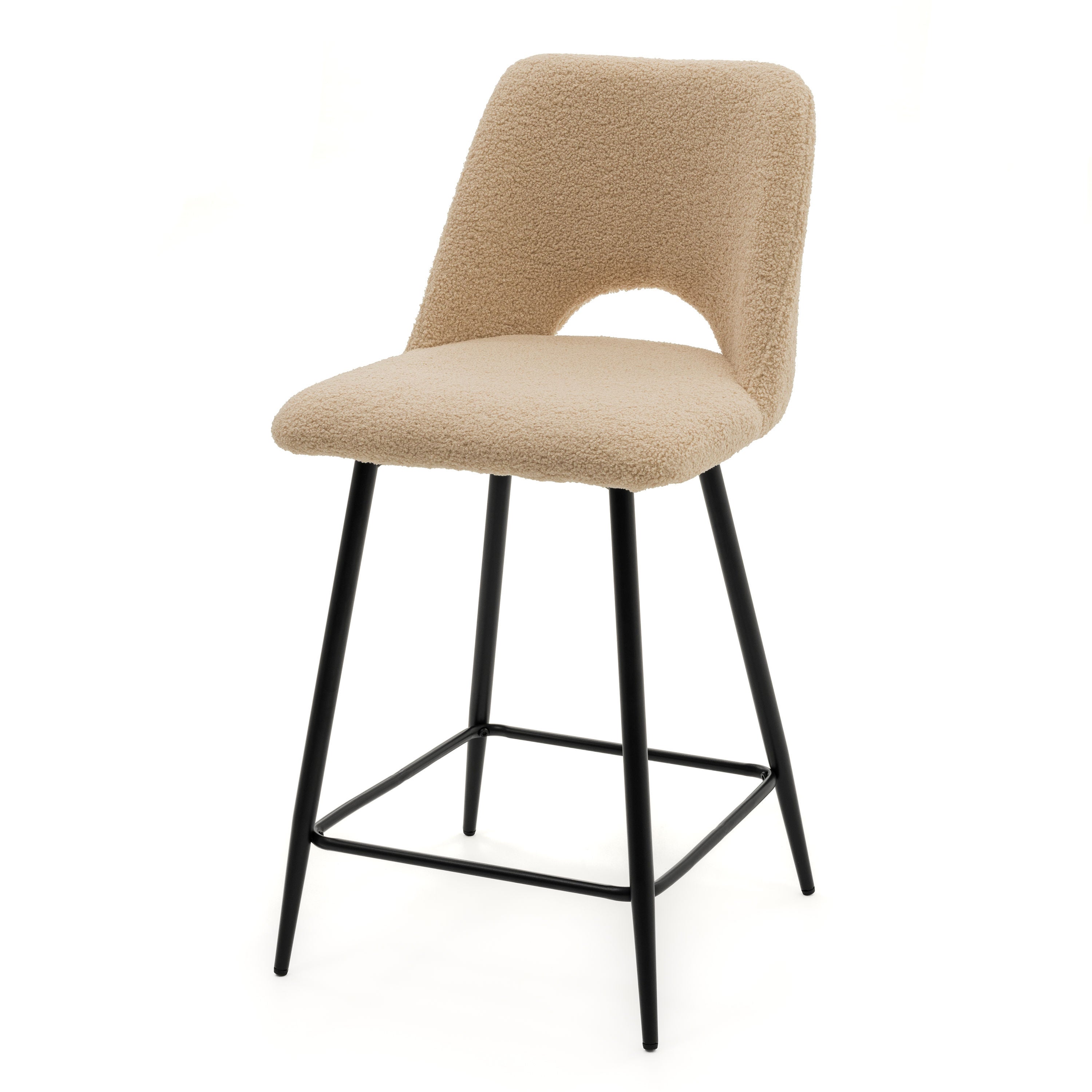 Hoker tapicerowany boucle teddy do salonu jadalni barowy ORO ciemnobeżowy - 4