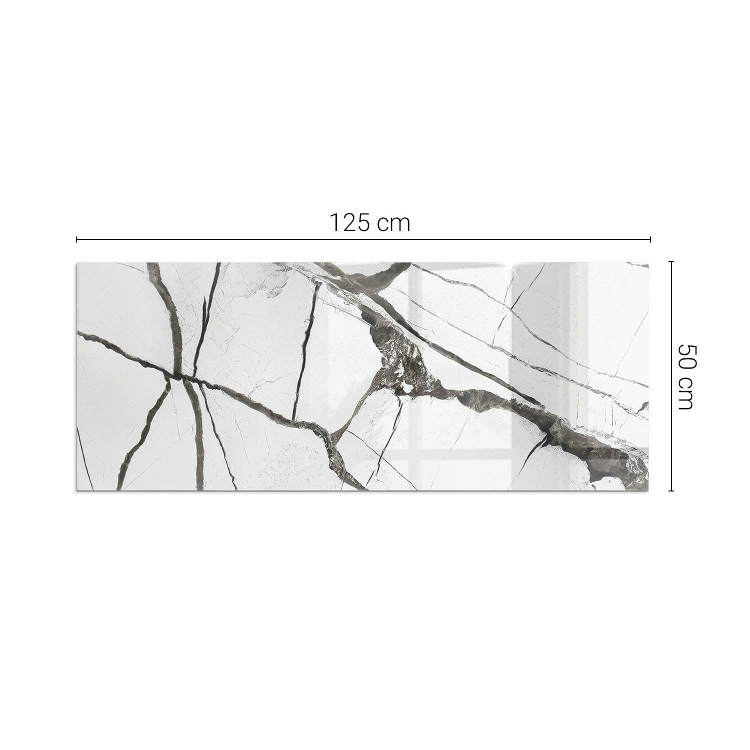 Szkło hartowane na podłogę pod kominek - 125x50 cm - Wzór marmurowych żył - TULUP - 2