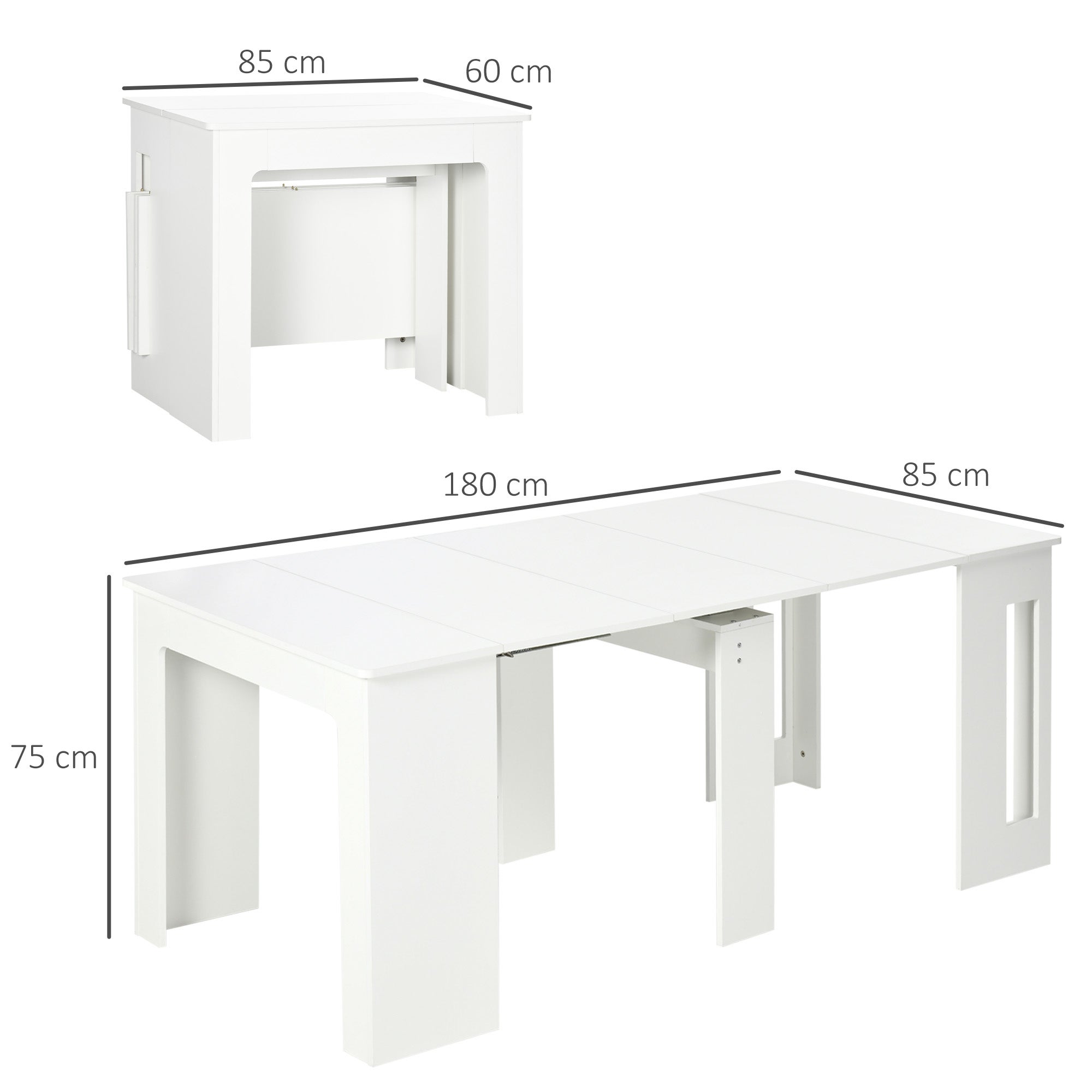 Table à manger pliante, table pliante cuisine extensible jusqu'à 6 ...