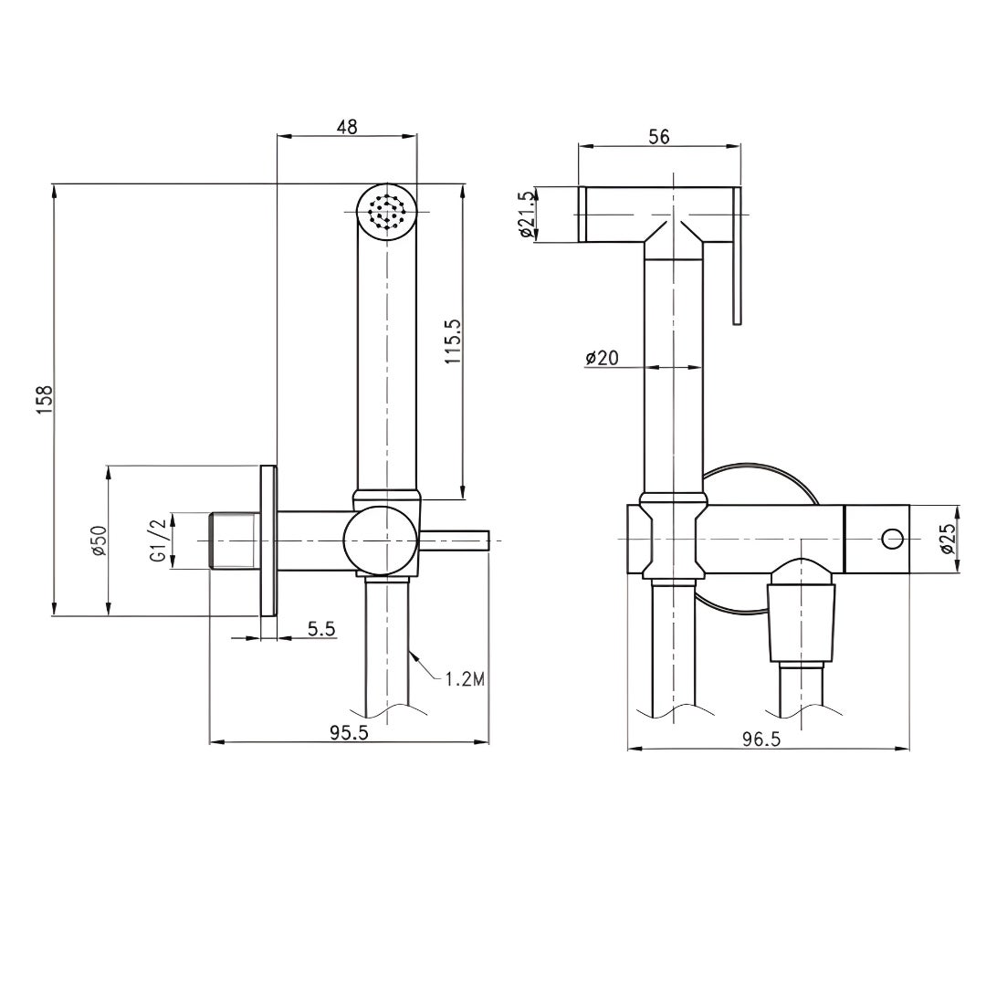 Idroscopino wc doccetta ottone portatile shutoff monogetto con leva ogomondo kit *** finitura- : nickel spazzolato tondo - 2