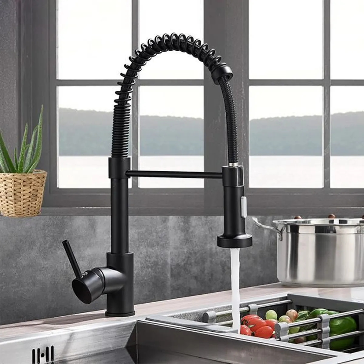 Robinet D'évier De Cuisine – 3 Modes D'eau : Jet, Pulvérisation, Douche – Finition Laiton – Installation Facile