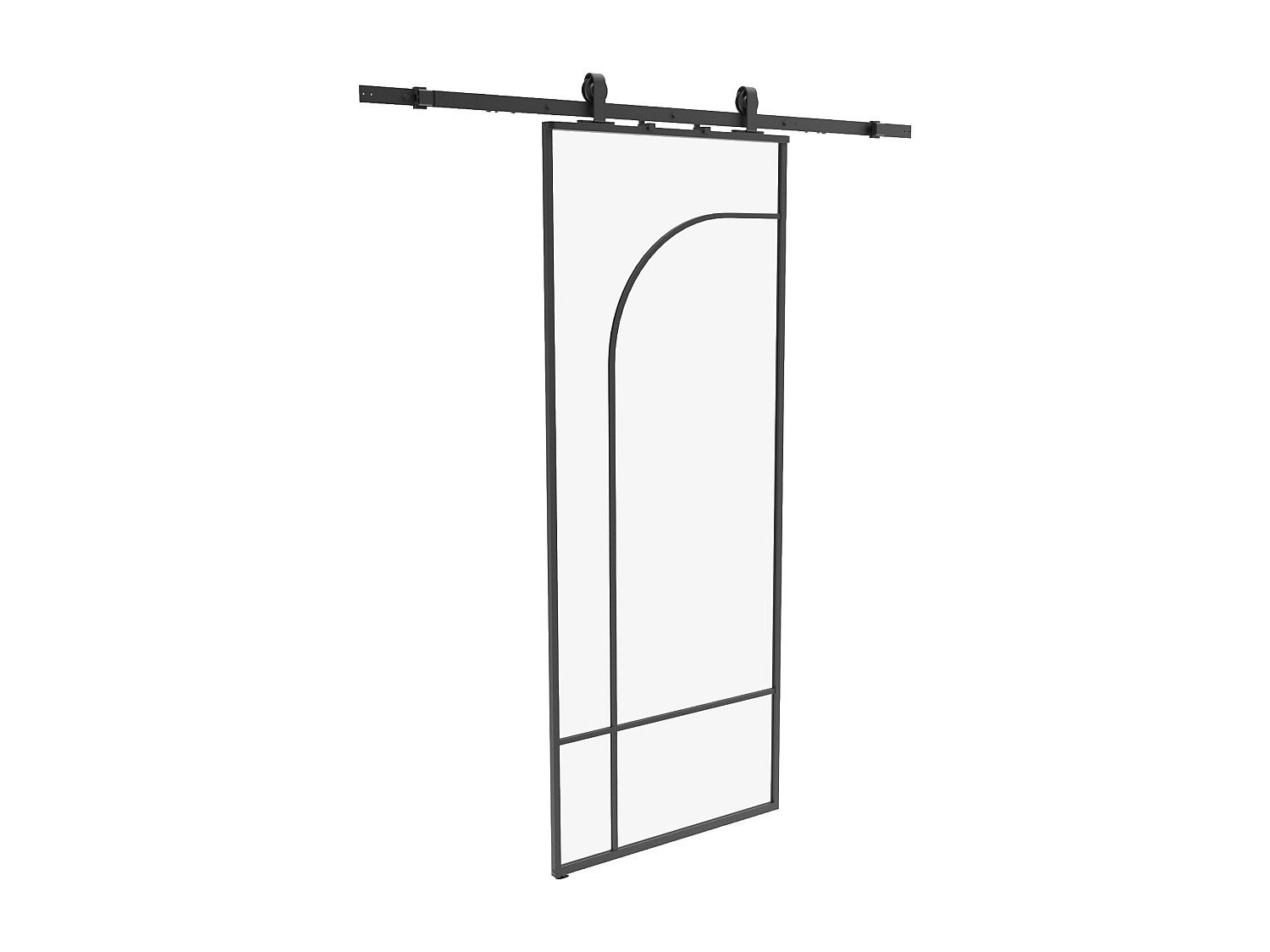 Porte coulissante avec système en applique style verrière - aluminium et verre trempé - H204 x L83 cm - Noir - CLOSIDA - 4