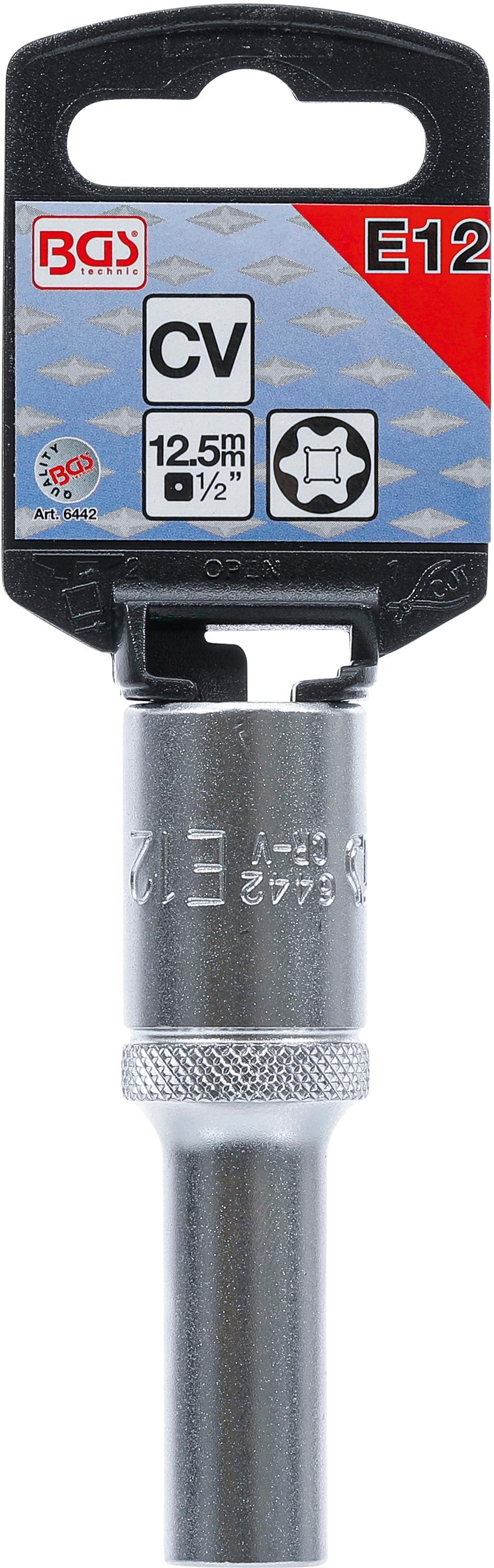 Douille pour clé, profil E, longue | 12,5 mm (1/2