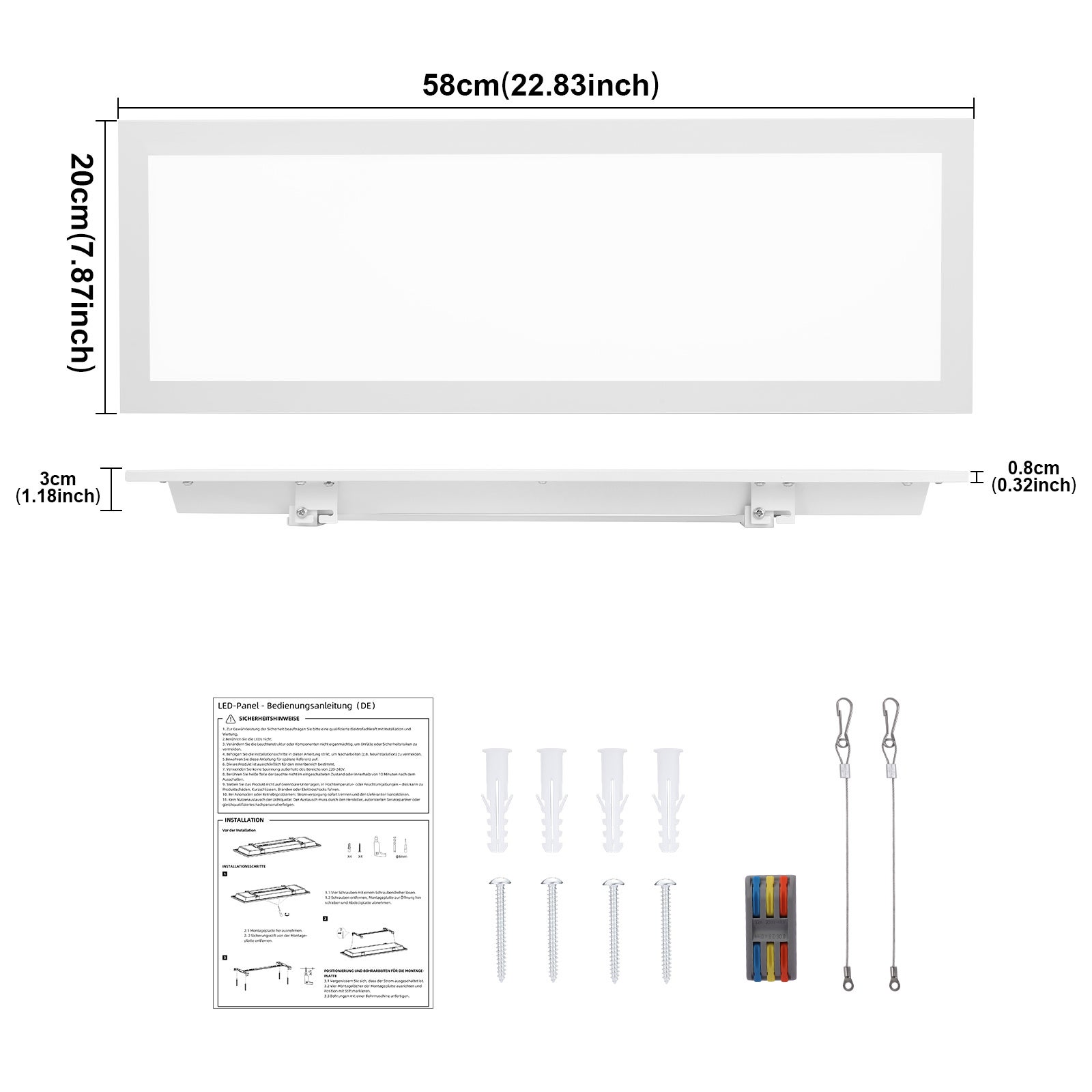 LOVHAUS Set da 2 Pannelli LED 58x20CM 24W 2400LM 100LM/W Luce Pannello LED 6500K Bianca Senza Sfarfallio per Ufficio, Cucina, Soggiorno, Bagno - 2