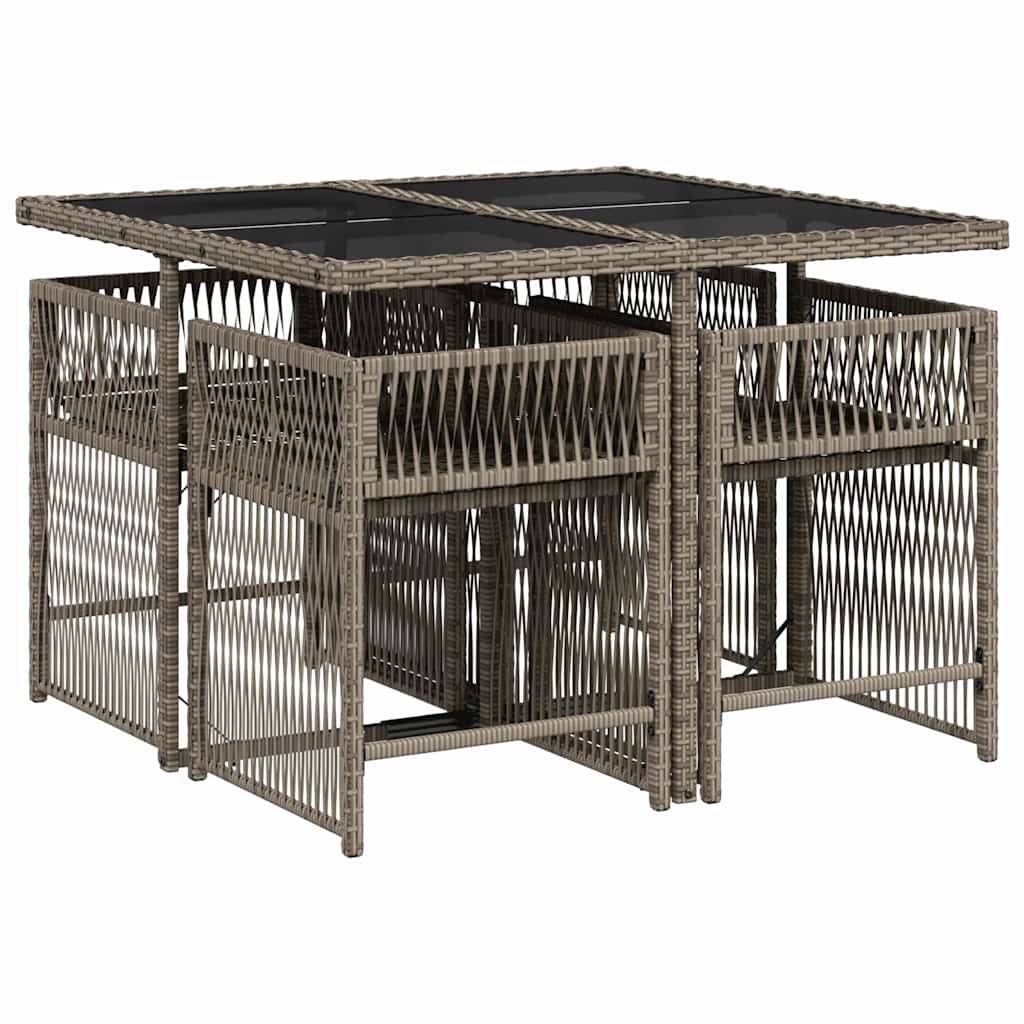 Salon bas de jardin en Rattan synthétique Gris 4 personnes - 4