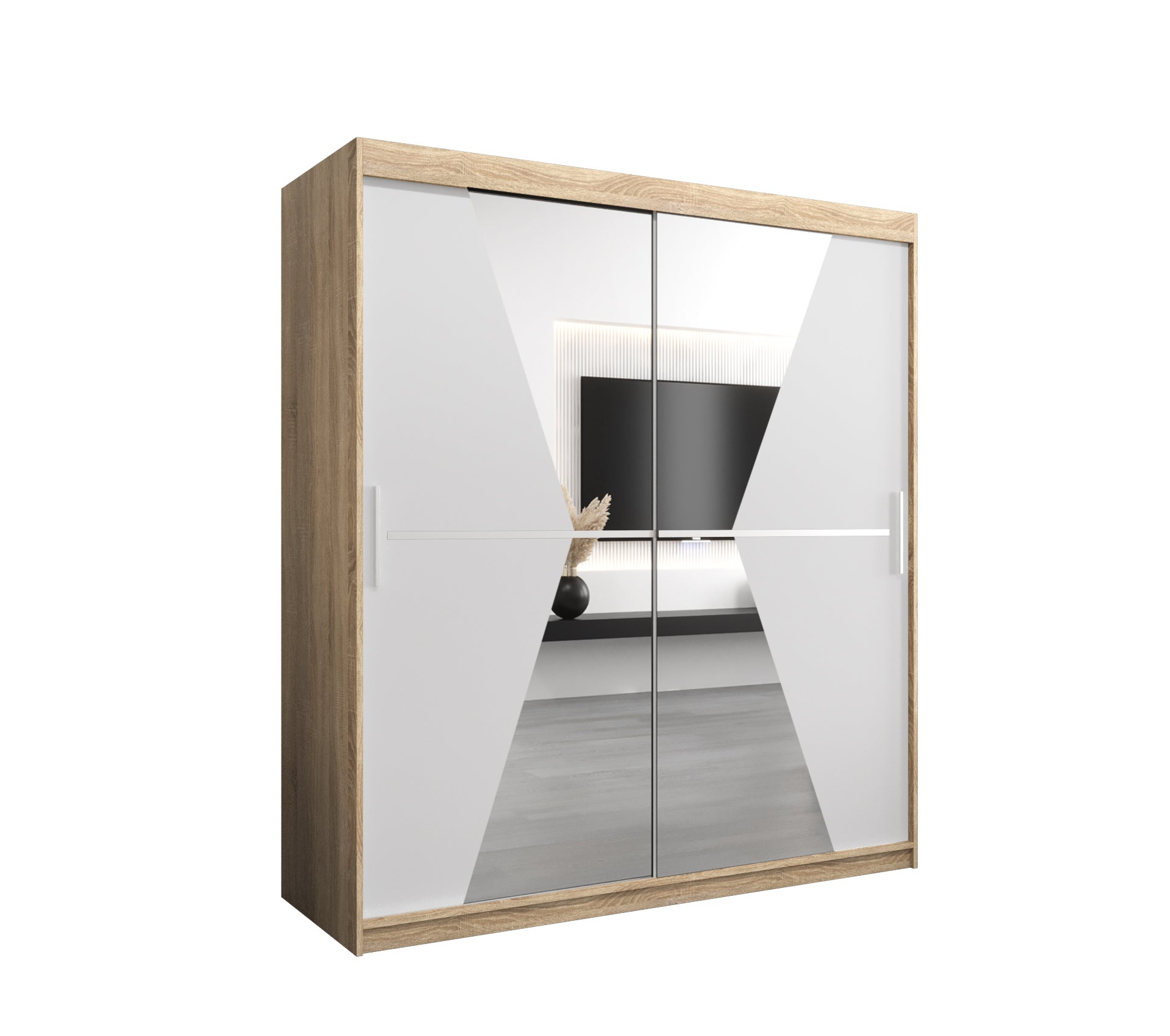 Szafa przesuwna garderoba MAROKO 180 x 62 x 200 cm Sonoma + Biały - Abiks Meble