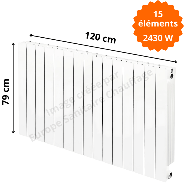 Radiateur aluminium horizontal H.79 x 120 cm VIP 700 Deville 2430 W