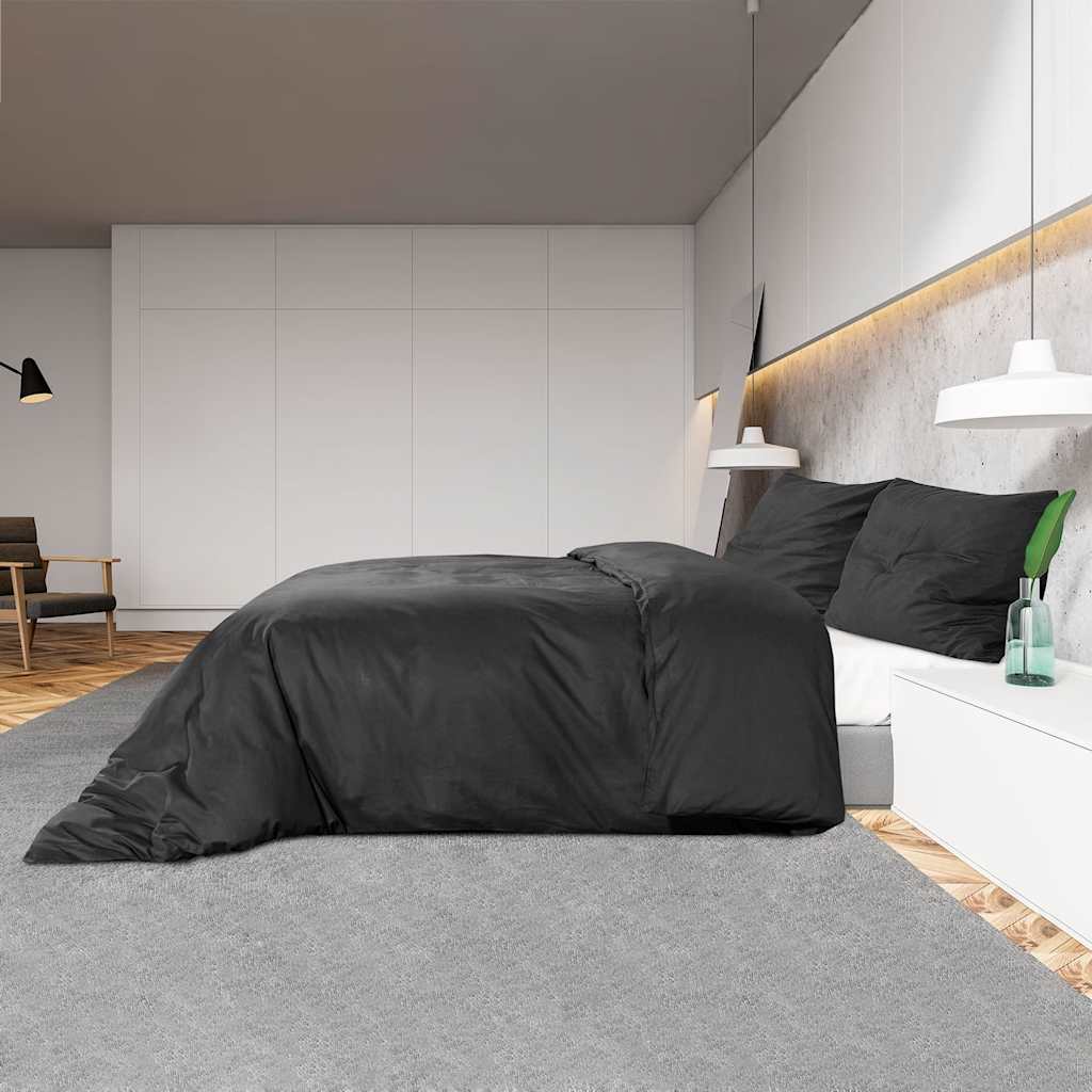 Conjunto de capa de edredão 220x240 cm microfibra leve preto vidaXL - 4