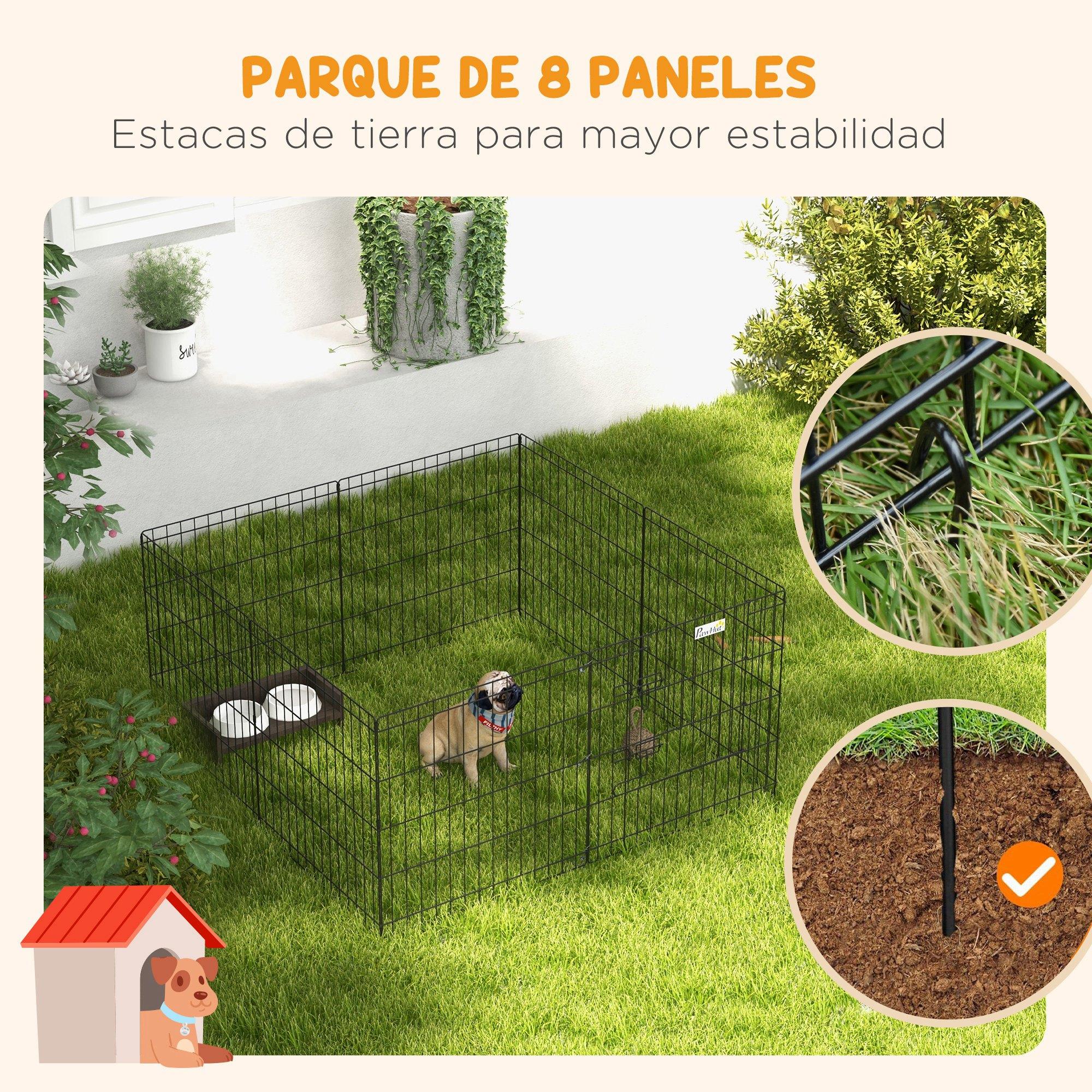 Parque para Perros PawHut Metal Negro 61x61 cm - 6