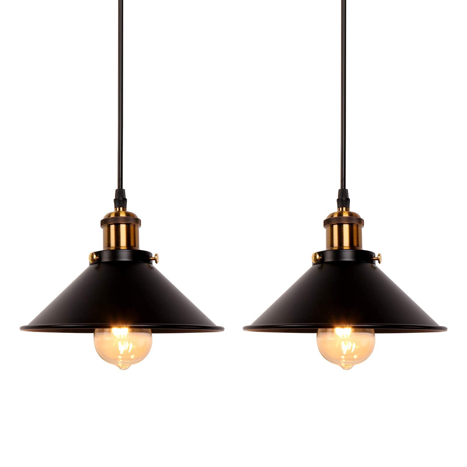Lote de 2 lámparas colgantes industriales retro de hierro negro,para cocina,bar,balcón