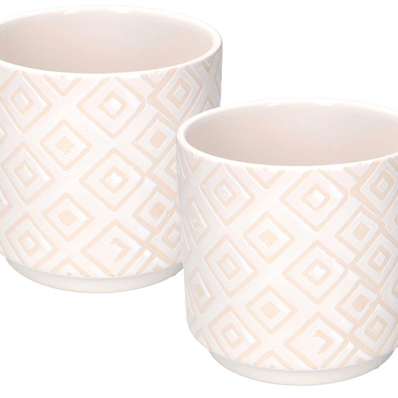 Zestaw 2x doniczka osłonka 12 ceramika szkliwiona - KOTARBAU