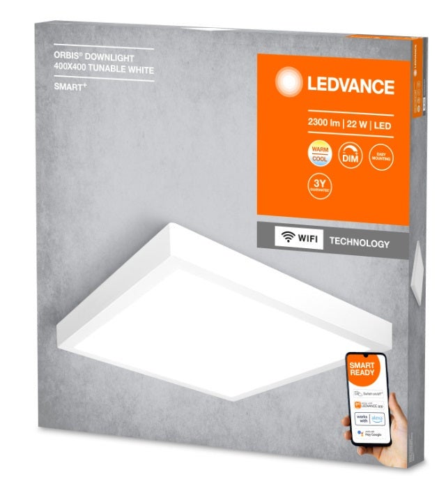 LEDVANCE Luminaire: adapté à plafond, SMART SURFACE DOWNLIGHT TW / 22 W, 220…240 V, angle de rayonnement: 110, Blanc dynamique, 3000…6500 K, matériau - 7