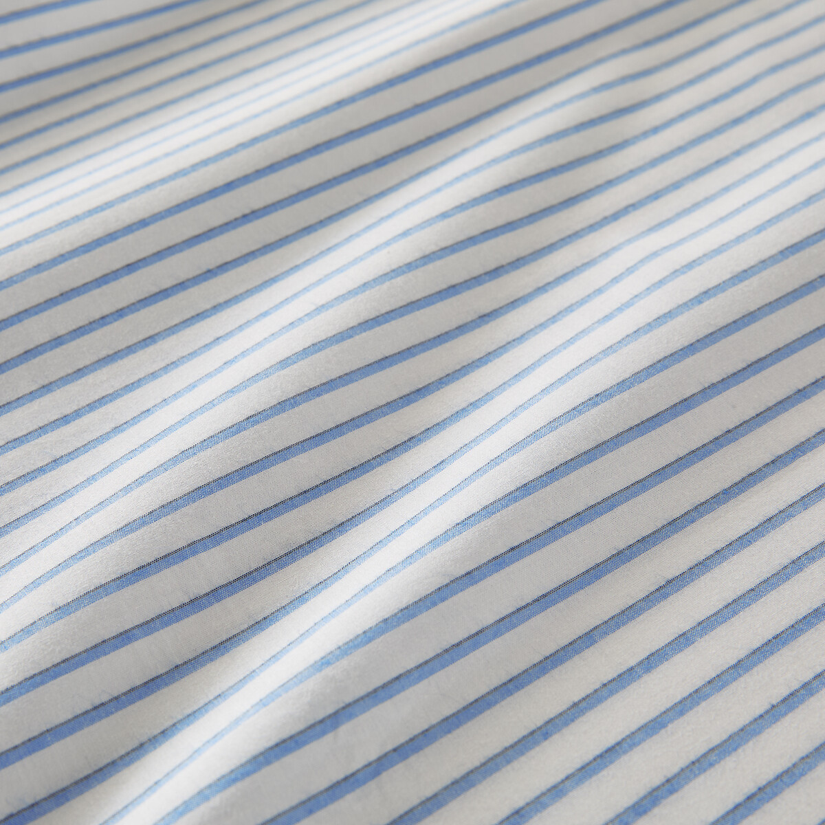 Drap plat en percale de coton, Edward - Rayé bleu - 180 x 290 cm - 4