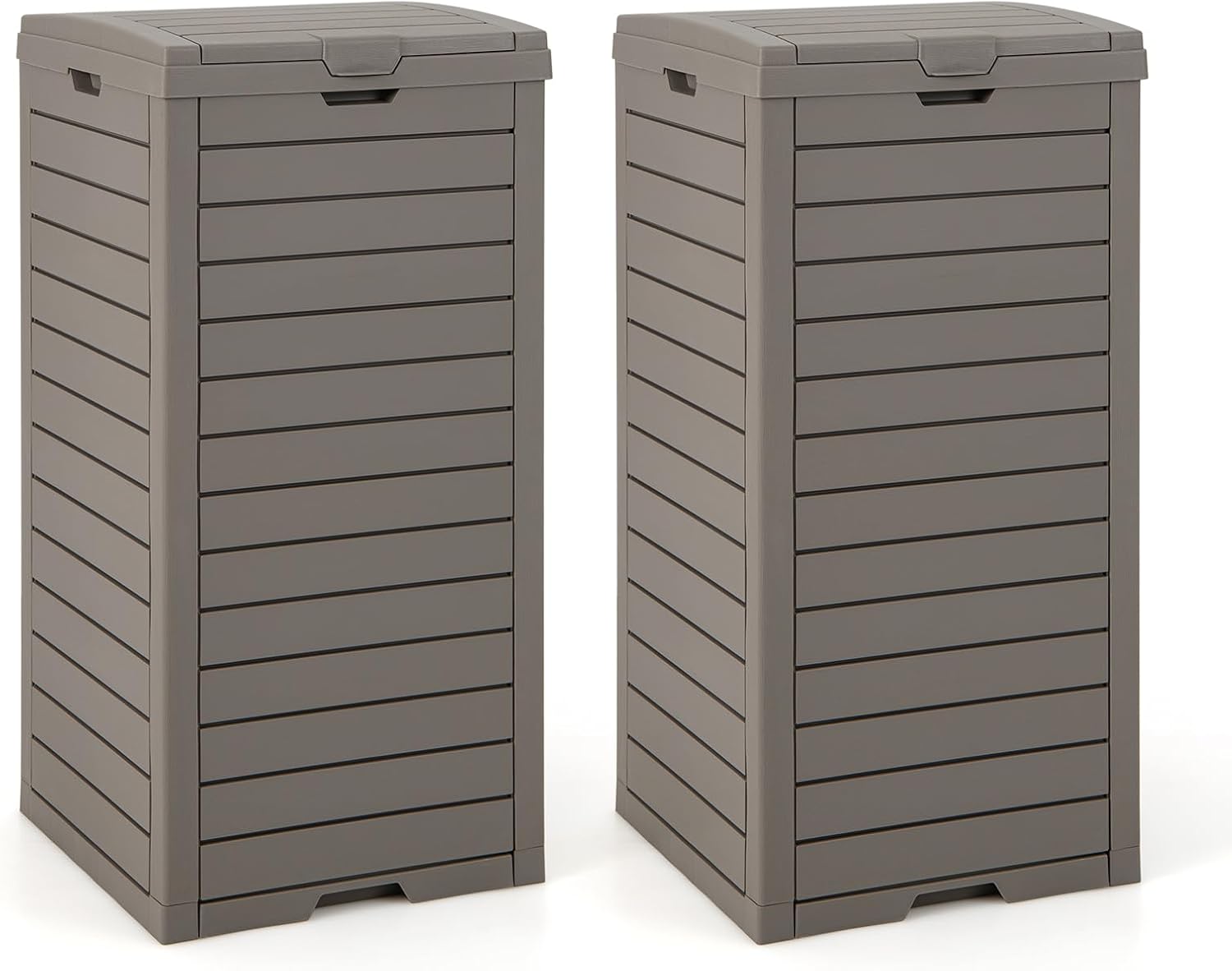Zestaw 2 Koszy na Śmieci Jarin do Użytku na Zewnątrz, Pojemnik 118 l, Pojemnik na Śmieci, Kosz na Śmieci na Taras (Brązowy, 2 * 118 l | 40x40x86 cm)