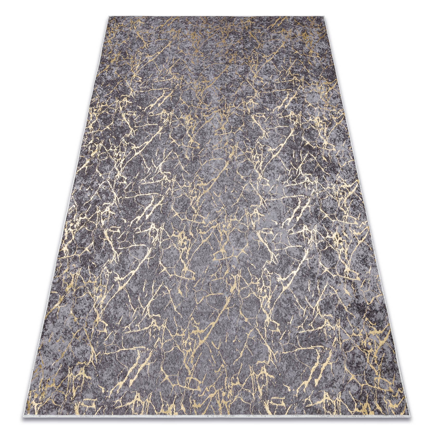 Dywan do prania MIRO 11111.2103 Marmur, glamour antypoślizgowy - ciemnoszary / złoty 120x170 cm