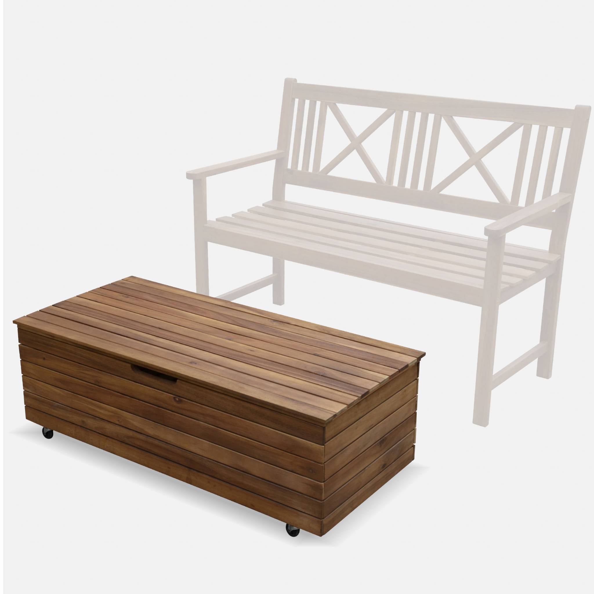 Coffre de jardin en bois - Saragosse - 130L. rangement coussins 107x48.5cm avec vérins et roulettes SARAGOSSE - 8