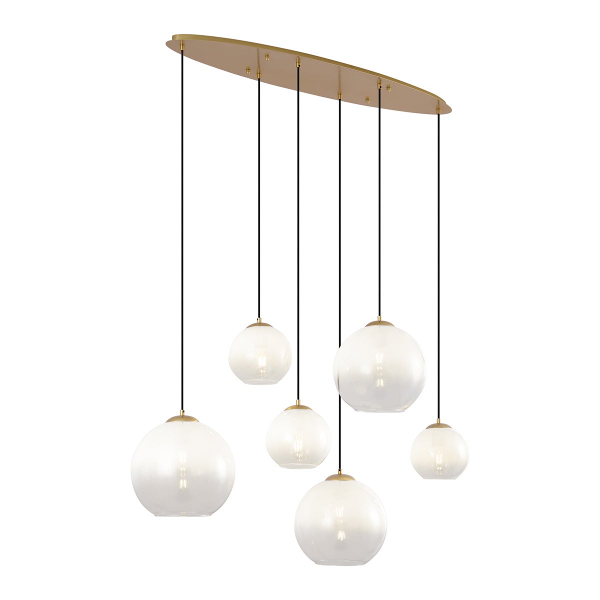 Lampa wisząca w stylu Hotel Chic mosiężna z białym szkłem prostokątna 6-punktowa - Misty