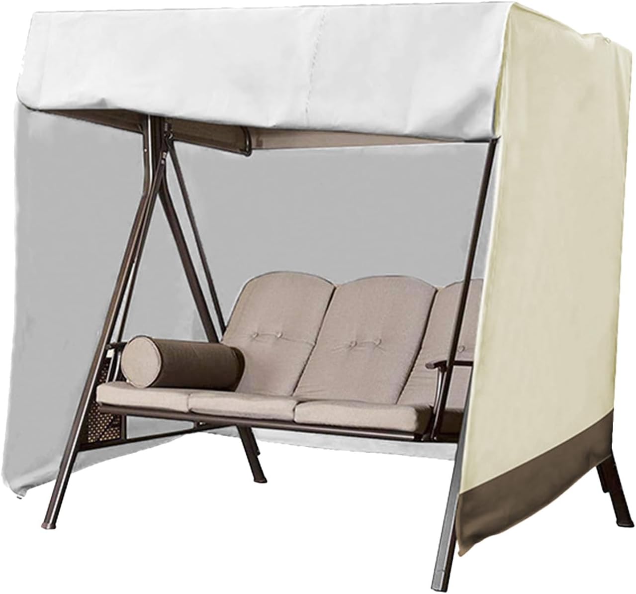 Pokrowiec na huśtawkę ogrodową, wodoodporny pokrowiec Oxford z powłoką anty-UV (beżowy, 223 × 152 × 183 cm)